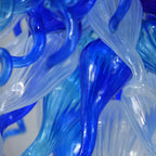 Blue & Clear Blown Sculpture Glass Chandelier Chihuly-Style Twisted Hanging lamp Murano Art Pendant Light