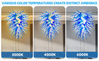 Modern Coastal Blue and Clear White Hand-Blown Glass Art Chandelier Chihuly-Style Sculptural Glass Pendant Lighting