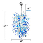 Luxury Abstract Blue White Hand-Blown Glass Chandelier Ocean Style Sculptural Glass Art Pendant Light