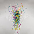 Large Vibrant Prism Hand-Blown Glass Chandelier Multicolor Art Glass Tentacle Glass Pendant Light