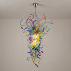 Large Vibrant Prism Hand-Blown Glass Chandelier Multicolor Art Glass Tentacle Glass Pendant Light