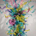 Large Vibrant Prism Hand-Blown Glass Chandelier Multicolor Art Glass Tentacle Glass Pendant Light