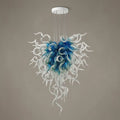 Luxury Ice Blue Blown Glass Chandelier Coastal Sculptural Art Pendant Light