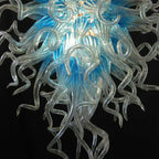 Luxury Ice Blue Blown Glass Chandelier Coastal Sculptural Art Pendant Light