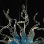 Luxury Ice Blue Blown Glass Chandelier Coastal Sculptural Art Pendant Light