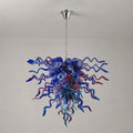 Murano Style Hand-Blown Glass Chandelier Blue & Purple Sculptural Art Pendant Light