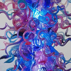 Giant Azure & Royal Amethyst Hand-Blown Glass Chandelier Large Multicolor Murano Style Art Pendant Light
