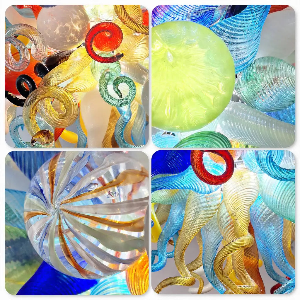 Kaleidoscope Colorful Hand-Blown Glass Art Chandelier Rainbow Twisted Glass Elements Pendant Light