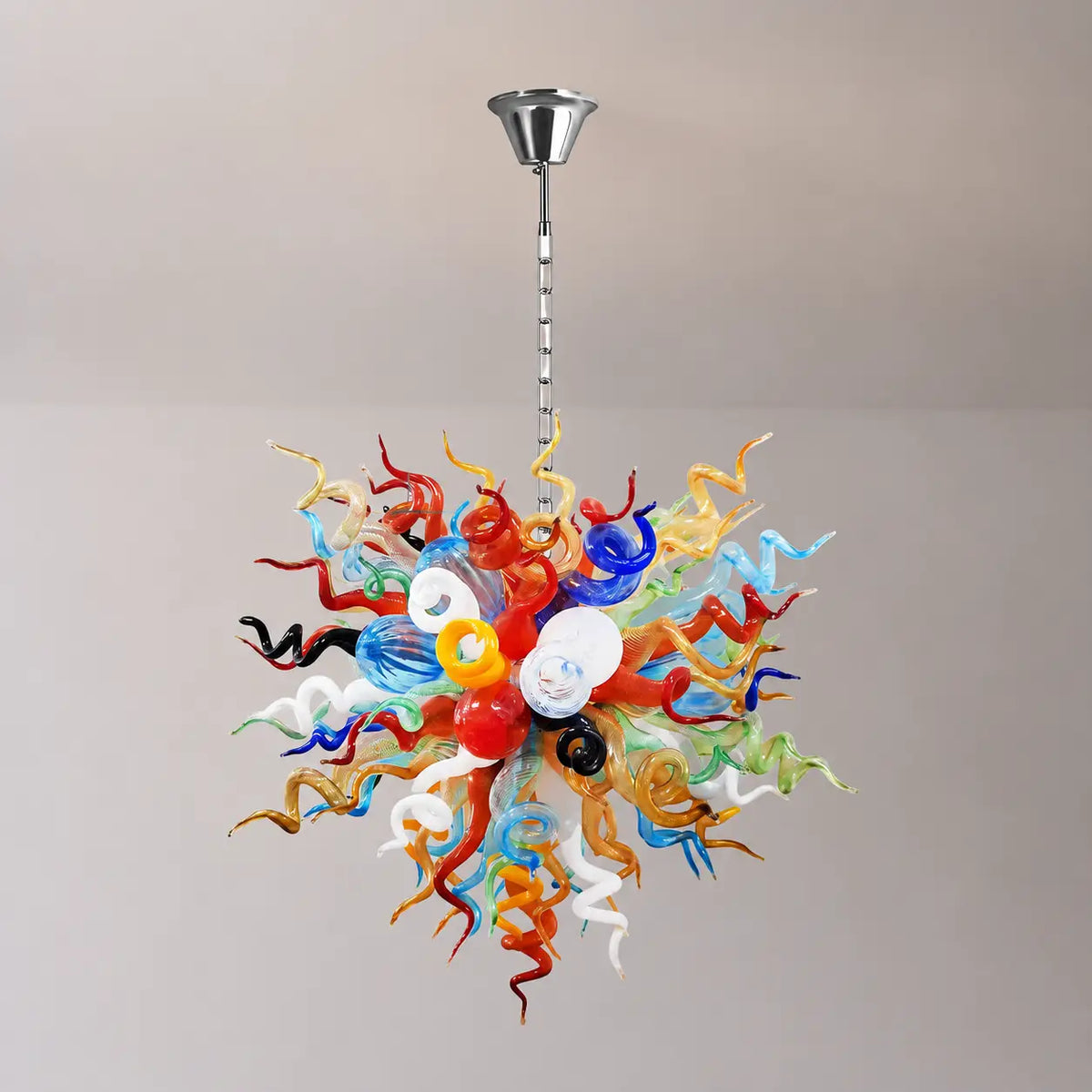 Kaleidoscope Colorful Hand-Blown Glass Art Chandelier Rainbow Twisted Glass Elements Pendant Light