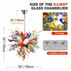 Kaleidoscope Colorful Hand-Blown Glass Art Chandelier Rainbow Twisted Glass Elements Pendant Light