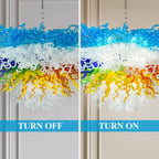 Chihuly-Style Blown Glass Chandelier Colored Multi Layers Semi-Circular Modern Art Pendant Light