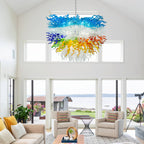 Chihuly-Style Blown Glass Chandelier Colored Multi Layers Semi-Circular Modern Art Pendant Light