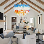 Chihuly-Style Blown Glass Chandelier Colored Multi Layers Semi-Circular Modern Art Pendant Light