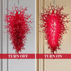 Large Scarlet Red Murano Hand-Blown Glass Chandelier Chihuly-Style Sculptural Art Pendant Light For Entryways Stairwells