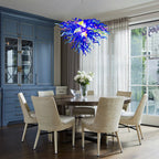 Modern blue Hand-Blown Glass Chandelier Colorful Sculptural Inverted Cone Pendant Light