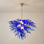 Modern blue Hand-Blown Glass Chandelier Colorful Sculptural Inverted Cone Pendant Light