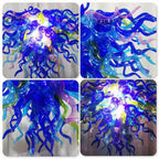 Modern blue Hand-Blown Glass Chandelier Colorful Sculptural Inverted Cone Pendant Light