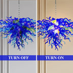 Modern blue Hand-Blown Glass Chandelier Colorful Sculptural Inverted Cone Pendant Light