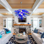 Modern blue Hand-Blown Glass Chandelier Colorful Sculptural Inverted Cone Pendant Light