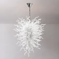 Large Modern White Hand-Blown Glass Sculptural Chandelier Elegant Artistic Pendant Light