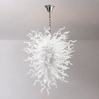 Large Modern White Hand-Blown Glass Sculptural Chandelier Elegant Artistic Pendant Light