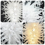 Large Modern White Hand-Blown Glass Sculptural Chandelier Elegant Artistic Pendant Light