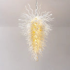 Large Luxury White Sculptural Blown Glass Chandelier Modern Artistic Pendant Light For Living Stairwells Entryways