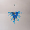 Colorful Hand-Blown Glass Art Chandelier Blue Amber Gray Clear Glass Sculptural Cluster Pendant Light