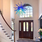 Celestial Blue Artisan Hand-Blown Glass Chandelier Chihuly-Style Sculptural Ocean-Inspired Statement Pendant Light