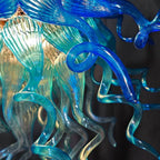 Celestial Blue Artisan Hand-Blown Glass Chandelier Chihuly-Style Sculptural Ocean-Inspired Statement Pendant Light