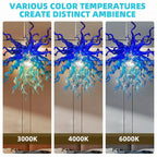 Celestial Blue Artisan Hand-Blown Glass Chandelier Chihuly-Style Sculptural Ocean-Inspired Statement Pendant Light
