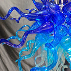Celestial Blue Artisan Hand-Blown Glass Chandelier Chihuly-Style Sculptural Ocean-Inspired Statement Pendant Light