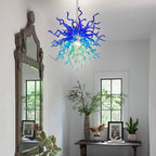 Celestial Blue Artisan Hand-Blown Glass Chandelier Chihuly-Style Sculptural Ocean-Inspired Statement Pendant Light
