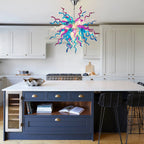 Artisan Hand-Blown Tentacle Glass Chandelier Aqua blue and Lavender white Starburst Sculptural Pendant Light