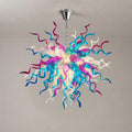 Artisan Hand-Blown Tentacle Glass Chandelier Aqua blue and Lavender white Starburst Sculptural Pendant Light