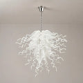 Statement White Hand-Blown Sculptural Glass Chandelier Elegant Chihuly-Style Art Pendant Light Fixture