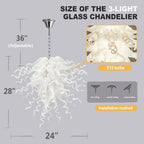 Statement White Hand-Blown Sculptural Glass Chandelier Elegant Chihuly-Style Art Pendant Light Fixture