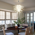 Statement White Hand-Blown Sculptural Glass Chandelier Elegant Chihuly-Style Art Pendant Light Fixture
