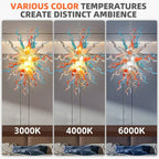 Hand-Blown Glass Chandelier in Orange, Blue & White Chihuly-Style Sculptural Pendant Light
