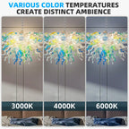 Colorful Fan-Shaped Hand Blown Glass Chandelier Modern Chihuly-Style Art Pendant Light