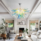 Colorful Fan-Shaped Hand Blown Glass Chandelier Modern Chihuly-Style Art Pendant Light