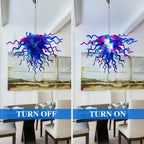 Chihuly-Style Hand-Blown Sculptural Glass Chandelier Blue & Purple Curled Glass Pendant Light