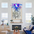 Chihuly-Style Hand-Blown Sculptural Glass Chandelier Blue & Purple Curled Glass Pendant Light