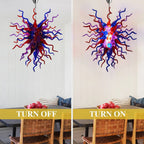 Hand-Blown Glass Chandelier in Purple Red & Blue Chihuly-Style Multicolor Sculptural Art Pendant Light