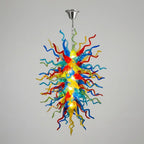 Colorful Long-Strip Hand-Blown Glass Chandelier Multicolor Chihuly-Style Sculptural Art Pendant Light