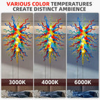 Colorful Long-Strip Hand-Blown Glass Chandelier Multicolor Chihuly-Style Sculptural Art Pendant Light