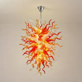 Fiery Hand-Blown Glass Chandelier Red Amber & White Flame-Inspired Chihuly-Style Sculptural Pendant Light