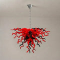 Red & Black Hand-Blown Glass Chandelier Sculptural Contemporary Curled Glass Art Pendant Light