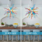 Hand-Blown Rainbow Glass Starburst Chandelier Multicolor Sculptural Art Pendant Light