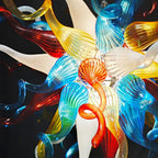 Hand-Blown Rainbow Glass Starburst Chandelier Multicolor Sculptural Art Pendant Light